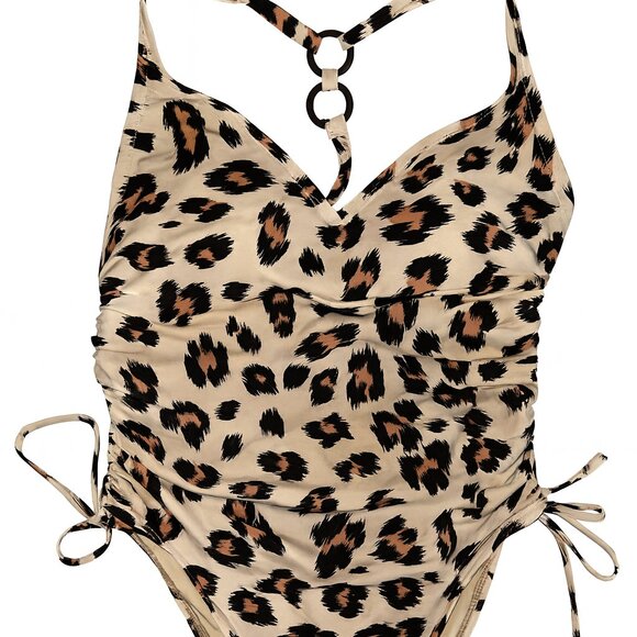 KONA Sol Leopard Print One Piece Swimsuit Size M • Animal Bathing Suit- A168 - Picture 1 of 7